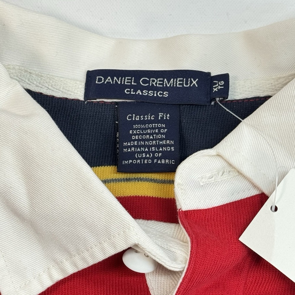 Vintage Daniel Cremieux Rugby Shirt Mens XL NWT Striped Elbow Patch Polo - Picture 2 of 9